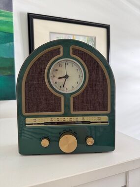 Vintage Inspired Portable AM/FM Radio Wood and Green Hearth and Hand Magnolia